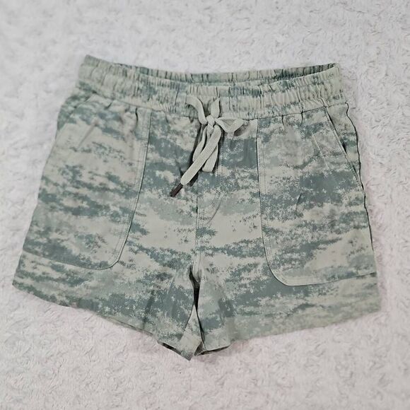 Athleta Farallon Pull On Knit Short Womens XS Fog Camo Coast Gray Summer Lounge - Picture 1 of 9